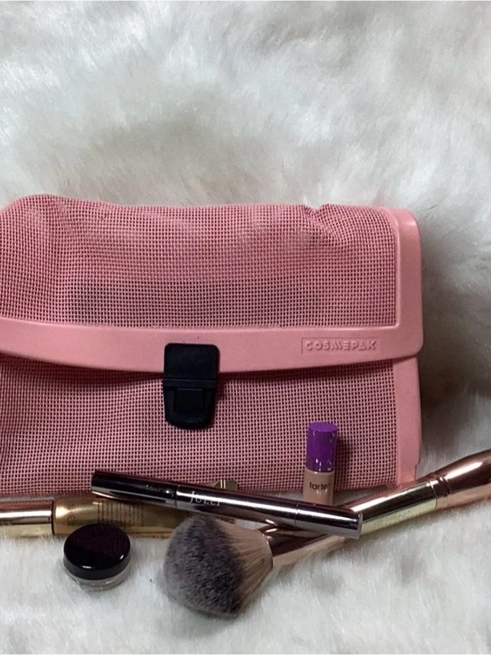 Pink Mesh Makeup Bag